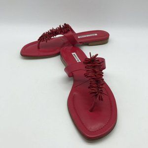 Manolo Blahnik Red Royal Stone Thong Sandal 12
